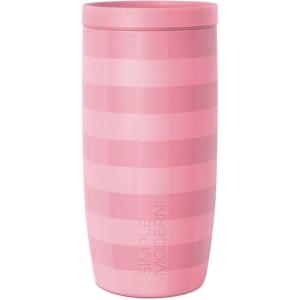 imageSimple Modern Travel Coffee Mug Tumbler with 360 Lid  CeramicLined Insulated Stainless Steel Cold Brew Iced Coffee Cup Thermos  Gifts for Women Men Her Him  Voyager Signature  16oz  ForestPattern Velvet Pink Gingham