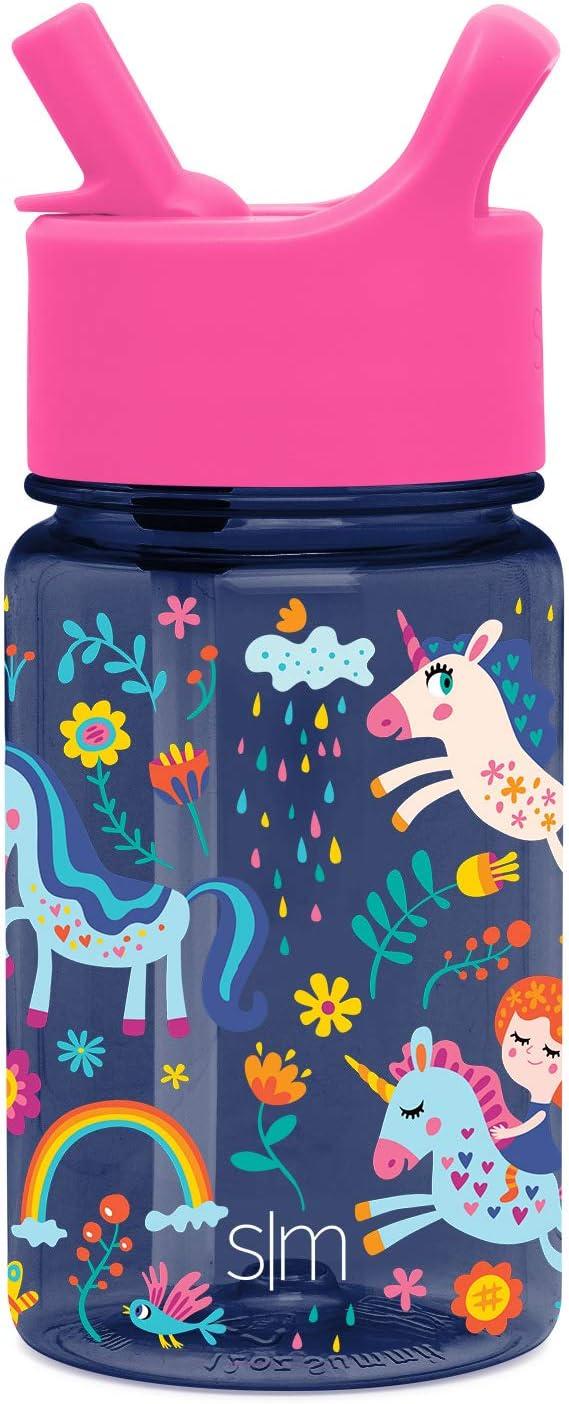 imageSimple Modern Disney Kids Water Bottle Plastic BPAFree Tritan Cup with Leak Proof Straw Lid  Reusable and Durable for Toddlers Girls and Boys  Summit Collection  12oz Pixar PalsUnicorn Rainbows