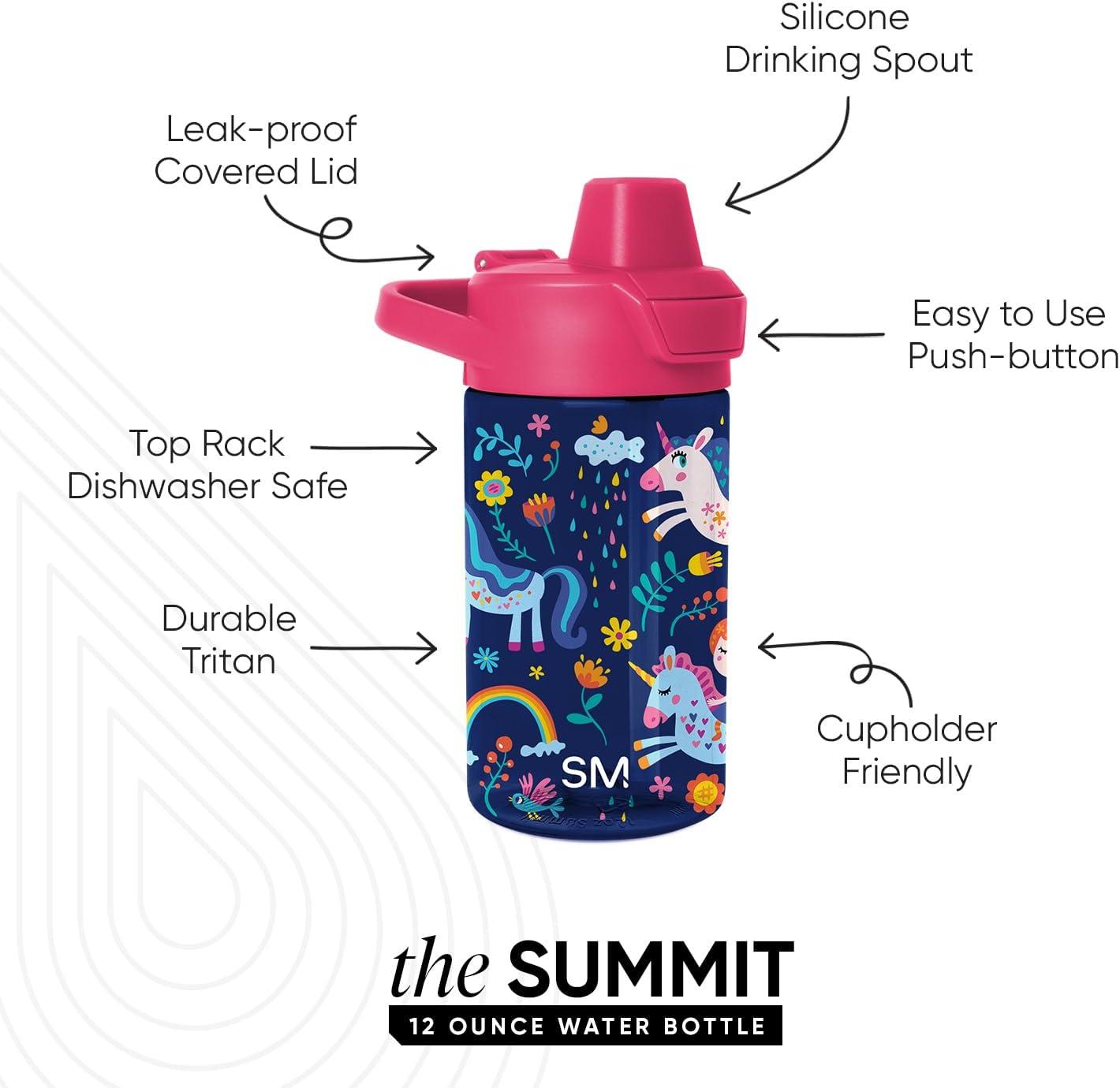 imageSimple Modern Disney Kids Water Bottle Plastic BPAFree Tritan Cup with Leak Proof Straw Lid  Reusable and Durable for Toddlers Girls and Boys  Summit Collection  12oz Pixar PalsUnicorn Rainbows