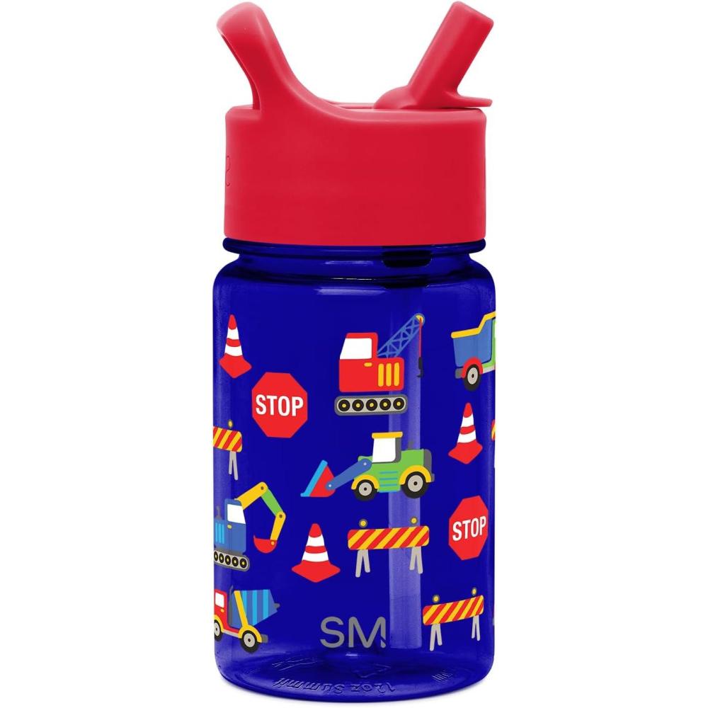 imageSimple Modern Disney Kids Water Bottle Plastic BPAFree Tritan Cup with Leak Proof Straw Lid  Reusable and Durable for Toddlers Girls and Boys  Summit Collection  12oz Pixar PalsUnder Construction