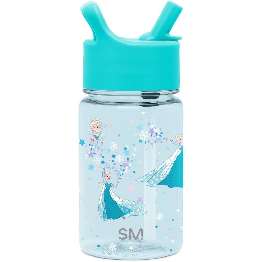 imageSimple Modern Disney Kids Water Bottle Plastic BPAFree Tritan Cup with Leak Proof Straw Lid  Reusable and Durable for Toddlers Girls and Boys  Summit Collection  12oz Pixar PalsDisney Frozen Elsas Snowflake