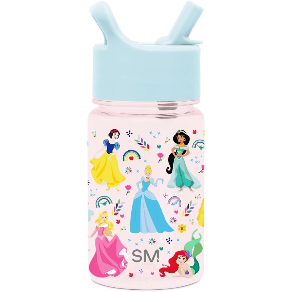 imageSimple Modern Disney Kids Water Bottle Plastic BPAFree Tritan Cup with Leak Proof Straw Lid  Reusable and Durable for Toddlers Girls and Boys  Summit Collection  12oz Pixar PalsDisney Princess Rainbows