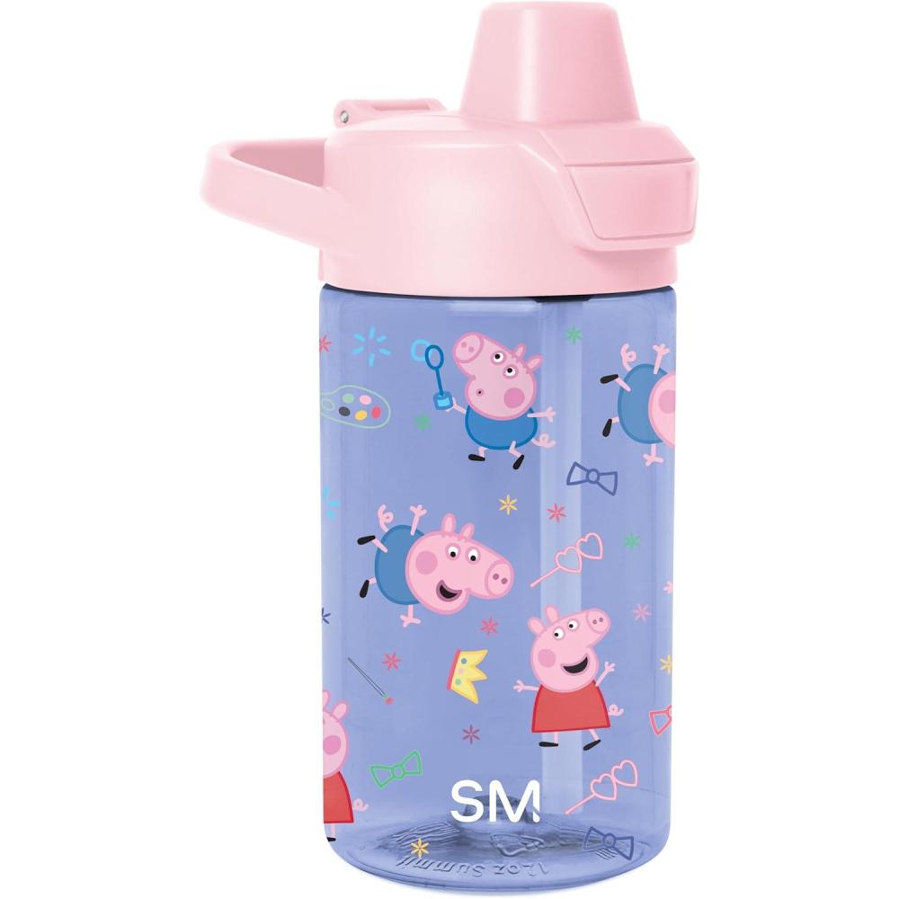 imageSimple Modern Disney Kids Water Bottle Plastic BPAFree Tritan Cup with Leak Proof Straw Lid  Reusable and Durable for Toddlers Girls and Boys  Summit Collection  12oz Pixar PalsPeppa Pig Bubbles