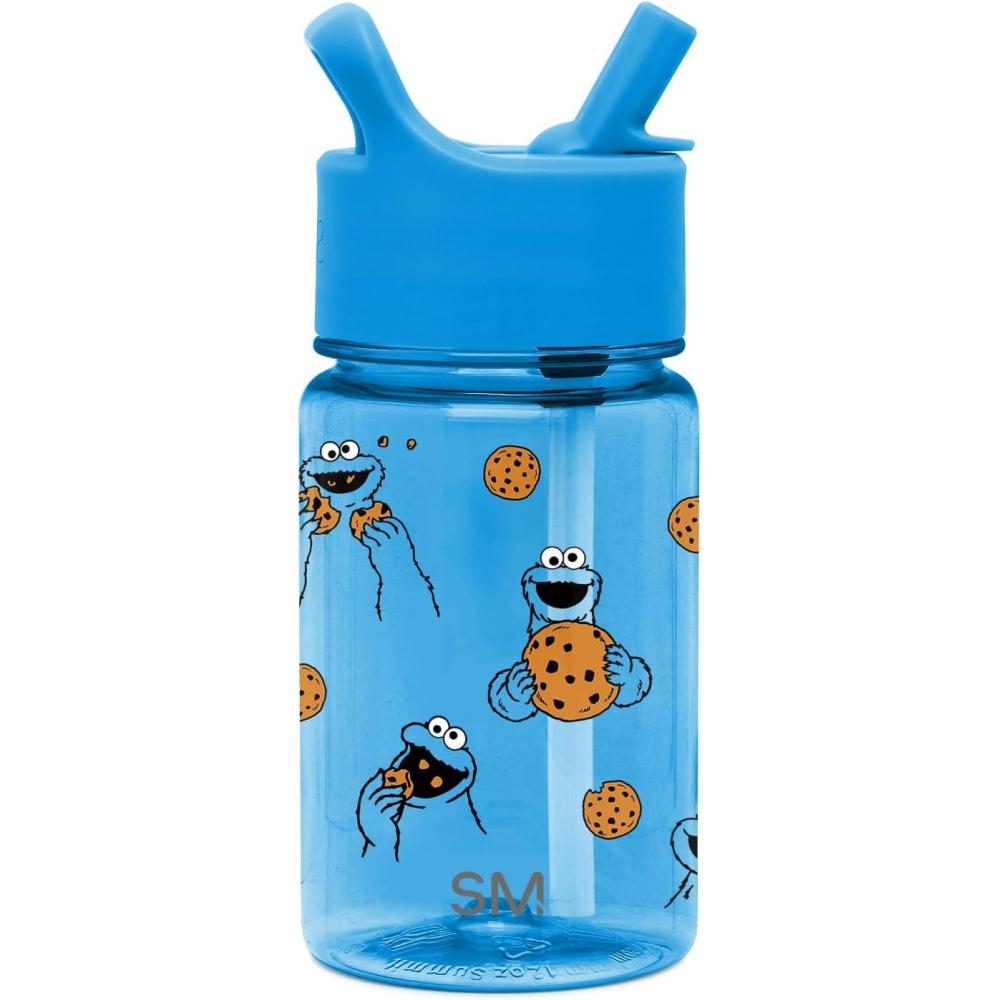 imageSimple Modern Disney Kids Water Bottle Plastic BPAFree Tritan Cup with Leak Proof Straw Lid  Reusable and Durable for Toddlers Girls and Boys  Summit Collection  12oz Pixar PalsSesame Street Cookie Monster Mashup