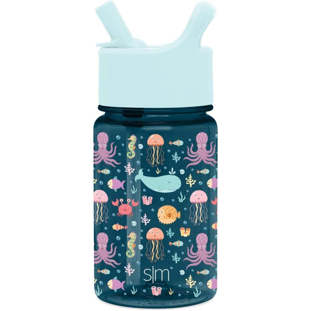 imageSimple Modern Disney Kids Water Bottle Plastic BPAFree Tritan Cup with Leak Proof Straw Lid  Reusable and Durable for Toddlers Girls and Boys  Summit Collection  12oz Pixar PalsUnder the Sea