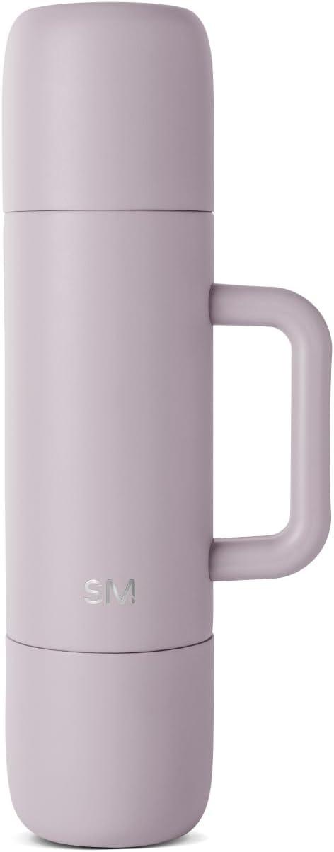 imageSimple Modern 36oz Insulated Hot Beverage Bottle with 2 Mugs  Travel Coffee Thermos for Hot Drinks  Twist and Pour Top  Commute Travel and Picnic Friendly  Roam Collection  ForestLavender Mist