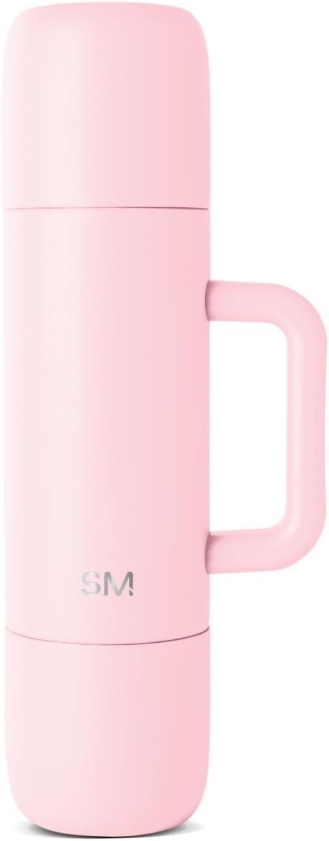 imageSimple Modern 36oz Insulated Hot Beverage Bottle with 2 Mugs  Travel Coffee Thermos for Hot Drinks  Twist and Pour Top  Commute Travel and Picnic Friendly  Roam Collection  ForestBlush