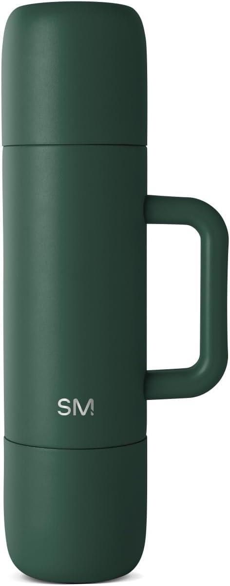 imageSimple Modern 36oz Insulated Hot Beverage Bottle with 2 Mugs  Travel Coffee Thermos for Hot Drinks  Twist and Pour Top  Commute Travel and Picnic Friendly  Roam Collection  ForestForest