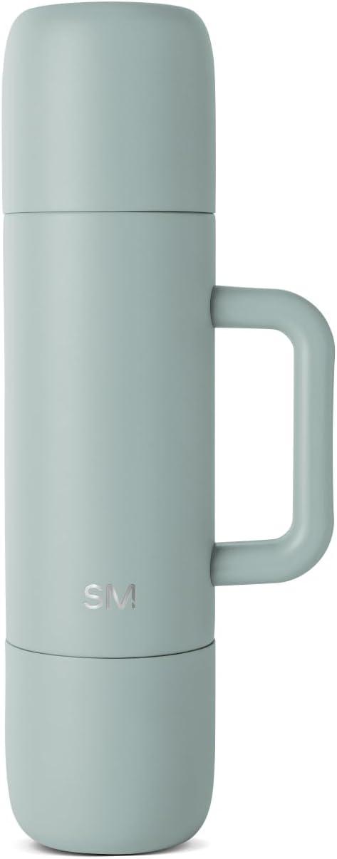 imageSimple Modern 36oz Insulated Hot Beverage Bottle with 2 Mugs  Travel Coffee Thermos for Hot Drinks  Twist and Pour Top  Commute Travel and Picnic Friendly  Roam Collection  ForestSea Glass Sage