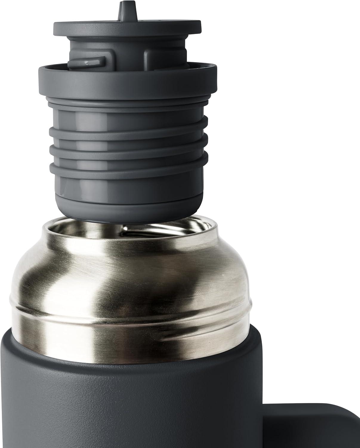 imageSimple Modern 36oz Insulated Hot Beverage Bottle with 2 Mugs  Travel Coffee Thermos for Hot Drinks  Twist and Pour Top  Commute Travel and Picnic Friendly  Roam Collection  ForestGraphite