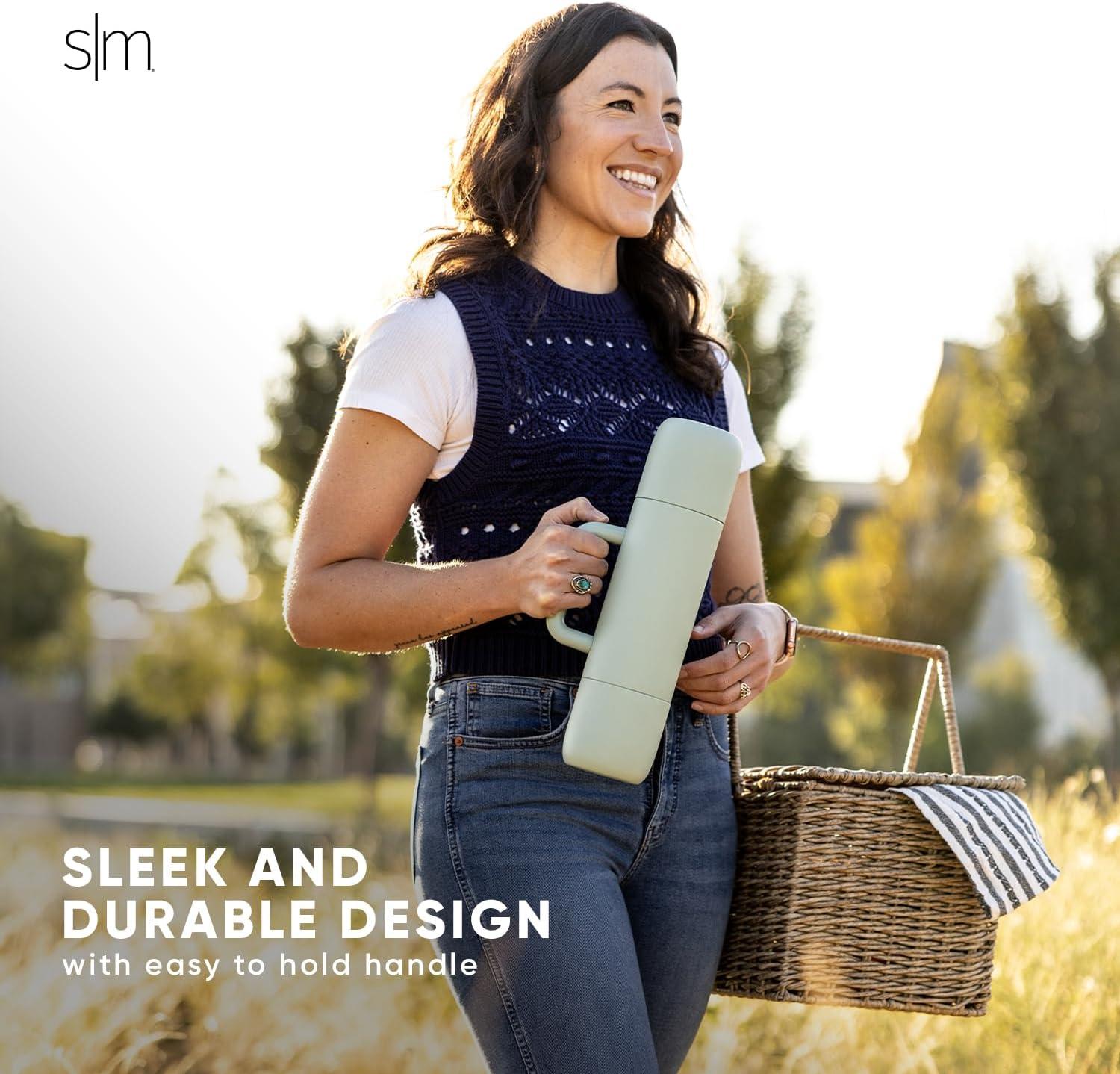 imageSimple Modern 36oz Insulated Hot Beverage Bottle with 2 Mugs  Travel Coffee Thermos for Hot Drinks  Twist and Pour Top  Commute Travel and Picnic Friendly  Roam Collection  ForestSlumberland