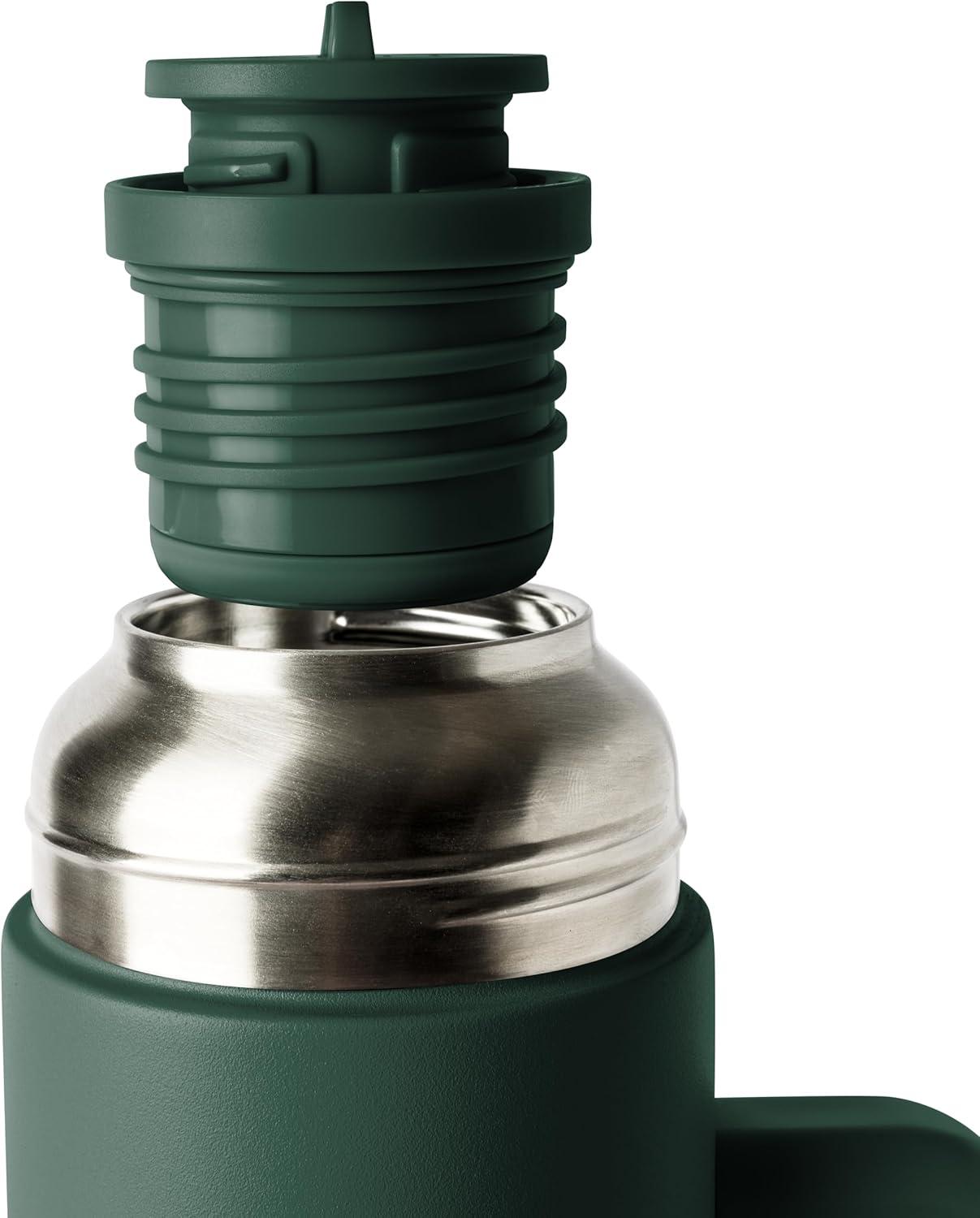 imageSimple Modern 36oz Insulated Hot Beverage Bottle with 2 Mugs  Travel Coffee Thermos for Hot Drinks  Twist and Pour Top  Commute Travel and Picnic Friendly  Roam Collection  ForestForest