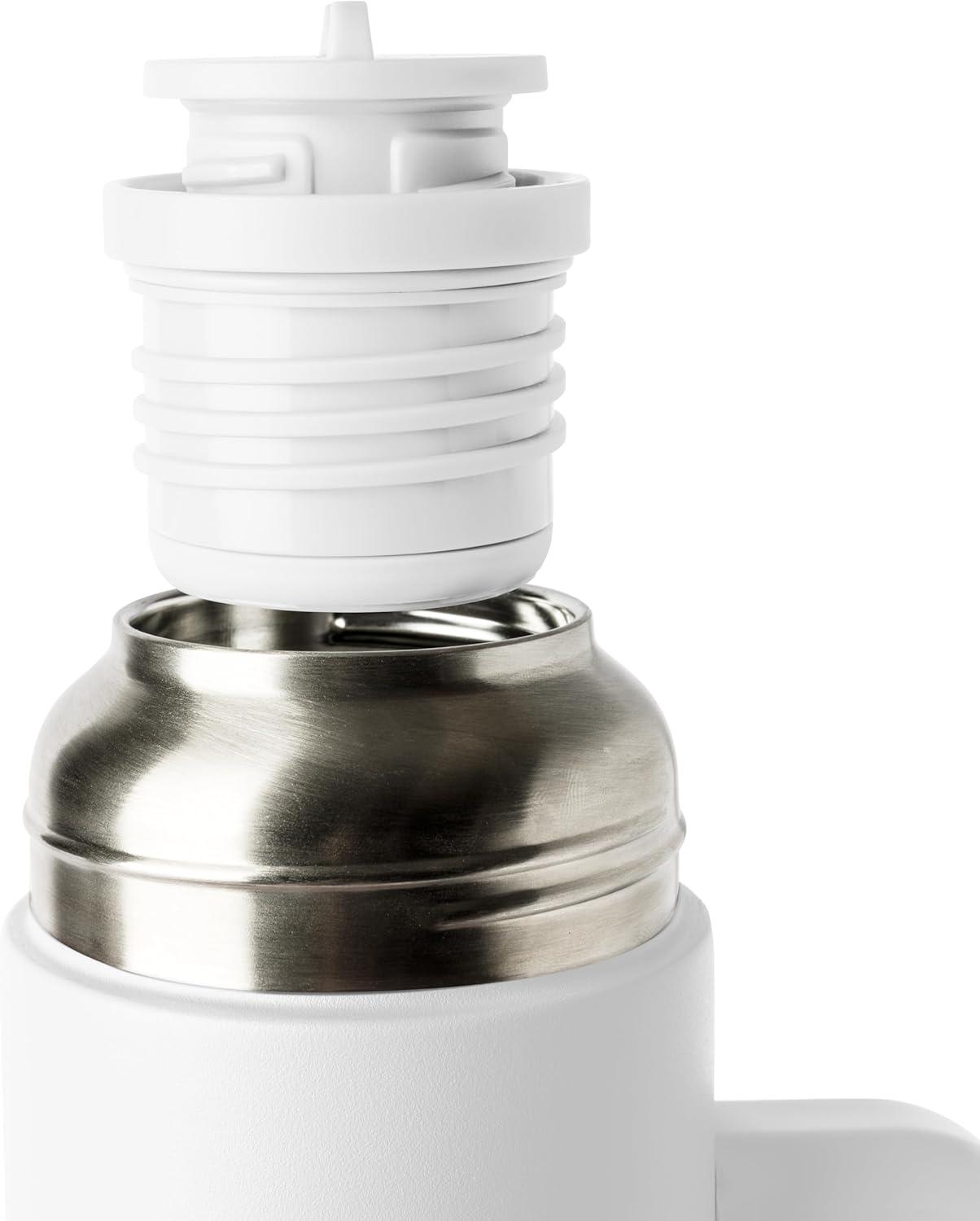 imageSimple Modern 36oz Insulated Hot Beverage Bottle with 2 Mugs  Travel Coffee Thermos for Hot Drinks  Twist and Pour Top  Commute Travel and Picnic Friendly  Roam Collection  ForestWinter White