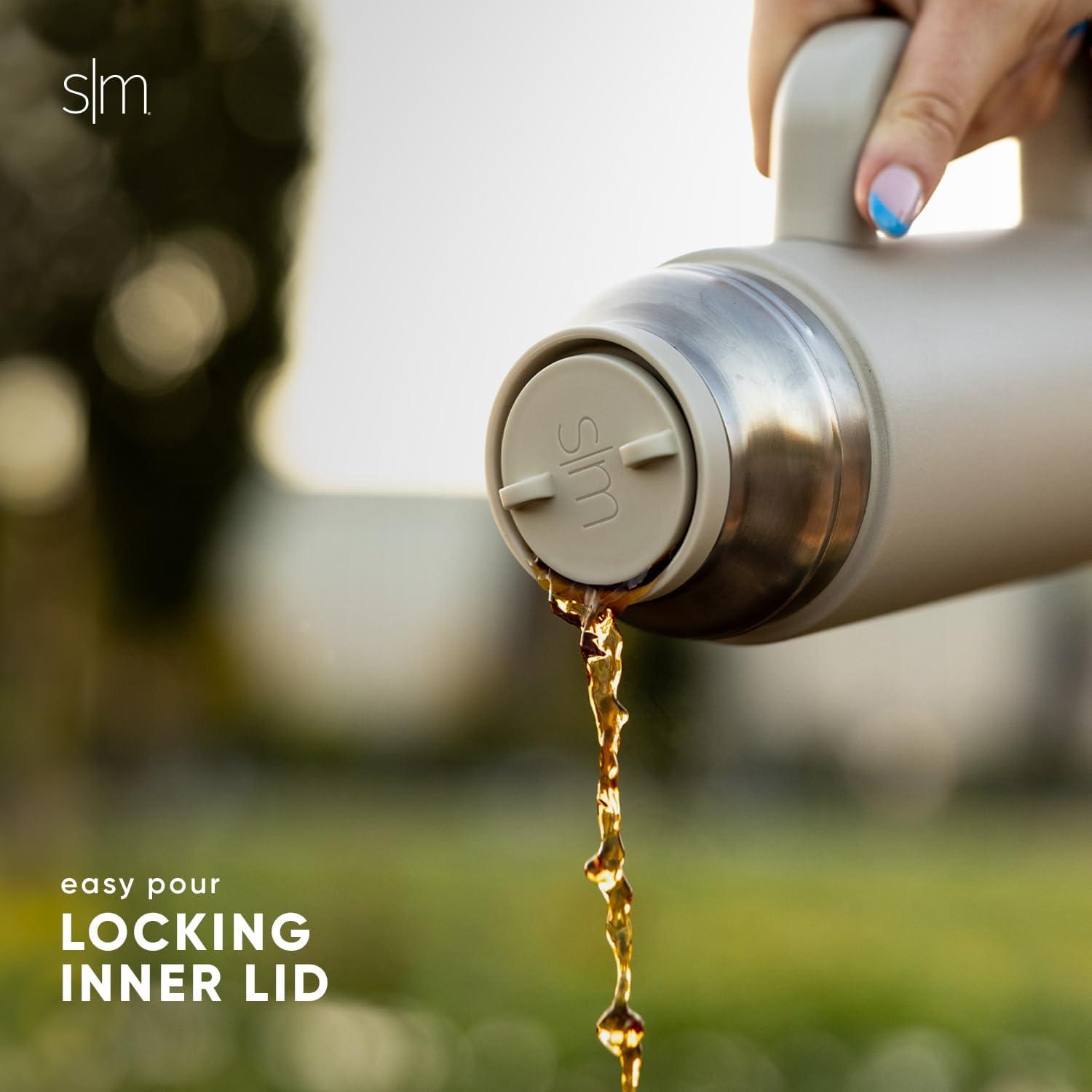 imageSimple Modern 36oz Insulated Hot Beverage Bottle with 2 Mugs  Travel Coffee Thermos for Hot Drinks  Twist and Pour Top  Commute Travel and Picnic Friendly  Roam Collection  ForestSlumberland