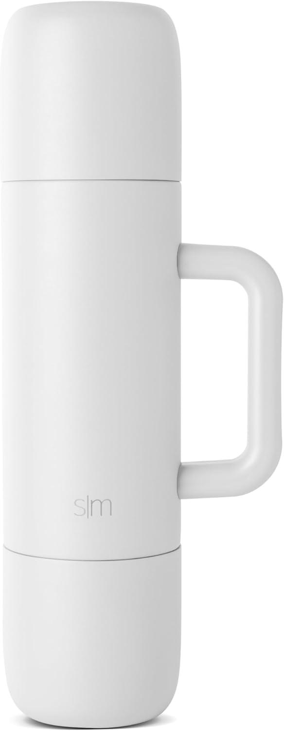 imageSimple Modern 36oz Insulated Hot Beverage Bottle with 2 Mugs  Travel Coffee Thermos for Hot Drinks  Twist and Pour Top  Commute Travel and Picnic Friendly  Roam Collection  ForestWinter White