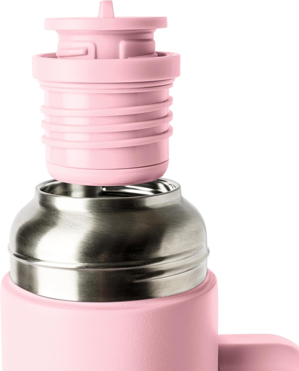 imageSimple Modern 36oz Insulated Hot Beverage Bottle with 2 Mugs  Travel Coffee Thermos for Hot Drinks  Twist and Pour Top  Commute Travel and Picnic Friendly  Roam Collection  ForestBlush