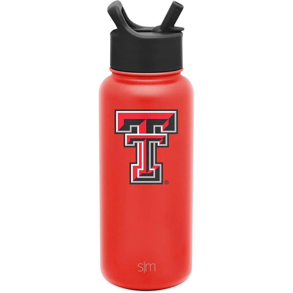 imageSimple Modern Officially Licensed Collegiate University Water Bottle with Straw lid Insulated Stainless Steel Thermos  Summit Collection  32ozTexas Tech Red Raiders