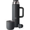 imageSimple Modern 36oz Insulated Hot Beverage Bottle with 2 Mugs  Travel Coffee Thermos for Hot Drinks  Twist and Pour Top  Commute Travel and Picnic Friendly  Roam Collection  ForestGraphite