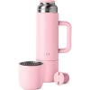 imageSimple Modern 36oz Insulated Hot Beverage Bottle with 2 Mugs  Travel Coffee Thermos for Hot Drinks  Twist and Pour Top  Commute Travel and Picnic Friendly  Roam Collection  ForestBlush