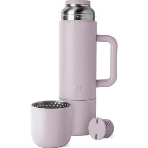 imageSimple Modern 36oz Insulated Hot Beverage Bottle with 2 Mugs  Travel Coffee Thermos for Hot Drinks  Twist and Pour Top  Commute Travel and Picnic Friendly  Roam Collection  ForestLavender Mist