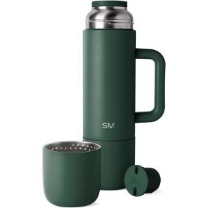imageSimple Modern 36oz Insulated Hot Beverage Bottle with 2 Mugs  Travel Coffee Thermos for Hot Drinks  Twist and Pour Top  Commute Travel and Picnic Friendly  Roam Collection  ForestForest