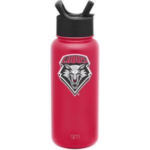 imageSimple Modern Officially Licensed Collegiate University Water Bottle with Straw lid Insulated Stainless Steel Thermos  Summit Collection  32ozNew Mexico Lobos