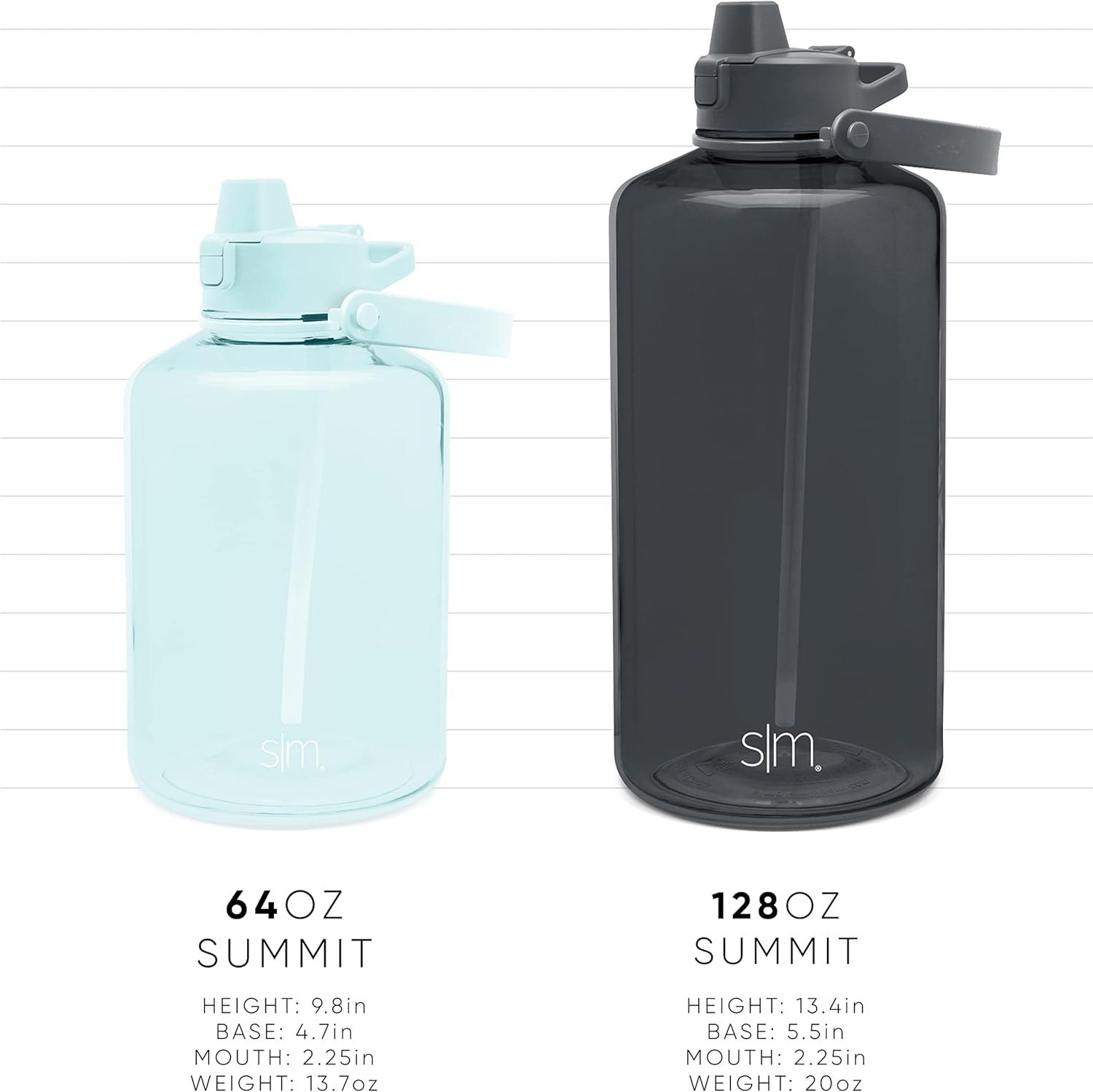 imageSimple Modern Half Gallon 64 oz Water Bottle with Push Button Silicone Straw Lid ampamp Motivational Measurement Marker  Large Reusable Tritan Plastic Water Jug  Summit Collection  Deep OceanBlush