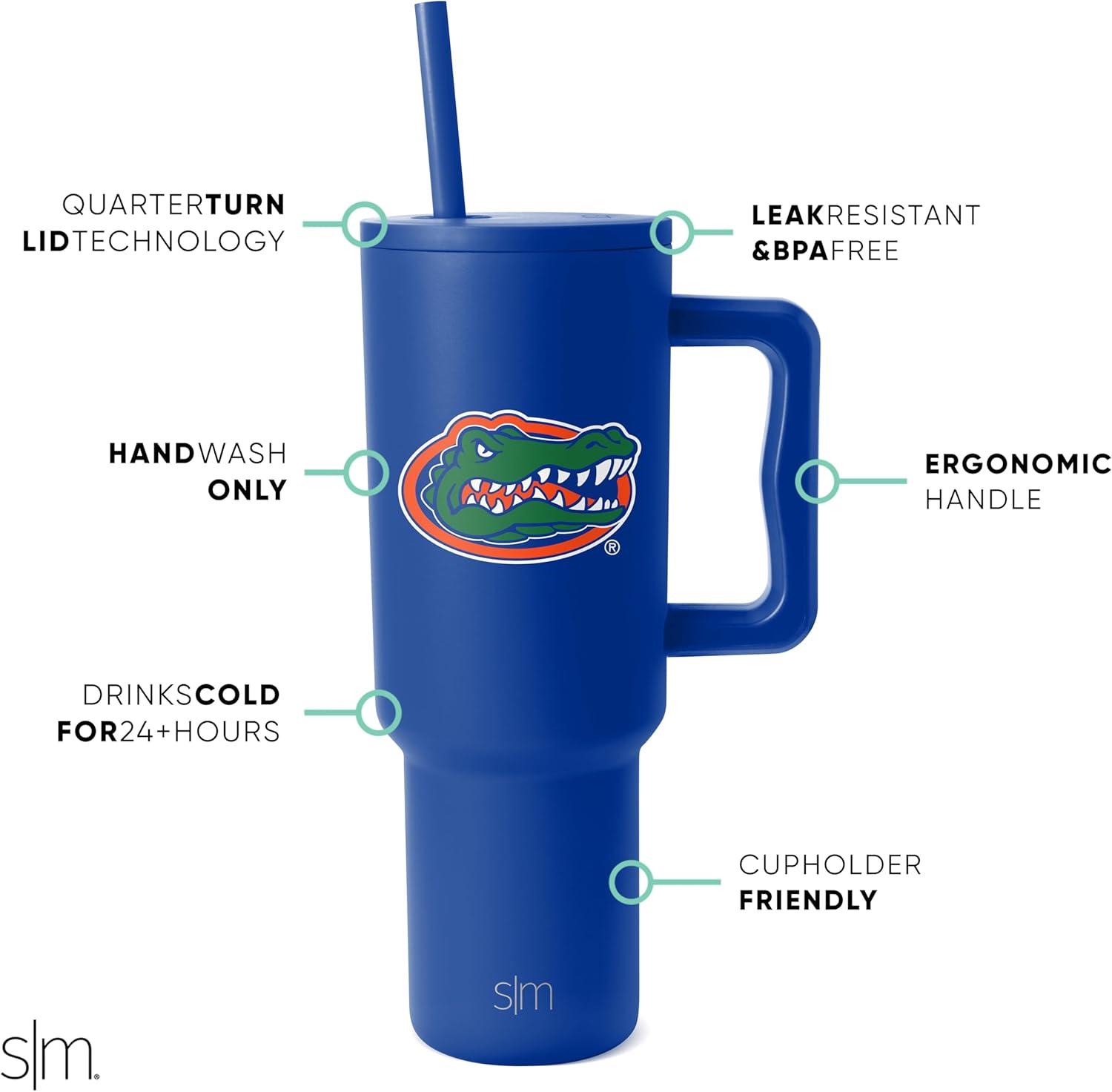 imageSimple Modern Officially Licensed Michigan Wolverines Collegiate University 40oz Tumbler with Handle and Straw Lid  NCAA Football Gifts for Men Women  Trek Collection  University of MichiganFlorida Gators
