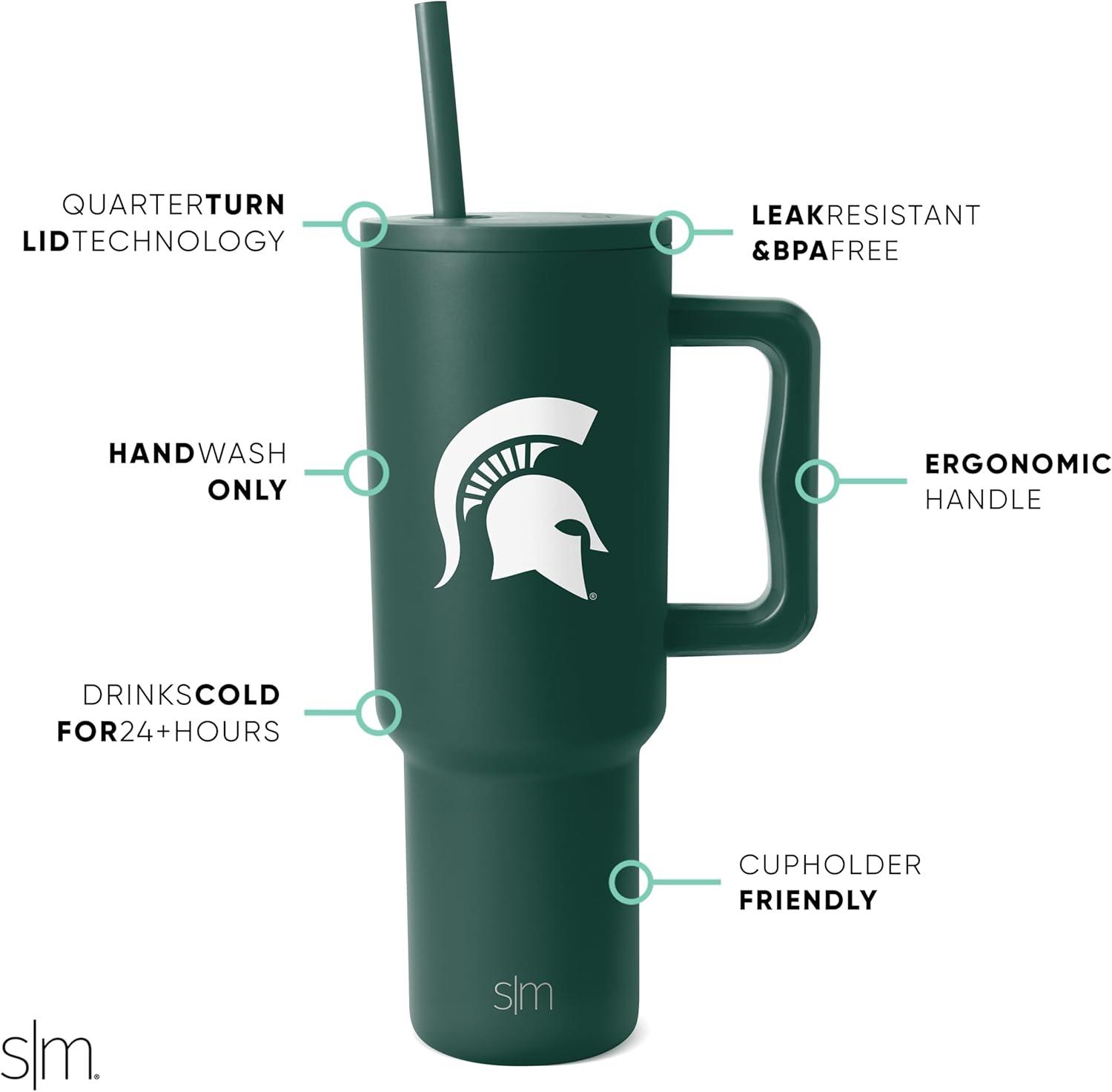 imageSimple Modern Officially Licensed Michigan Wolverines Collegiate University 40oz Tumbler with Handle and Straw Lid  NCAA Football Gifts for Men Women  Trek Collection  University of MichiganMichigan State Spartans