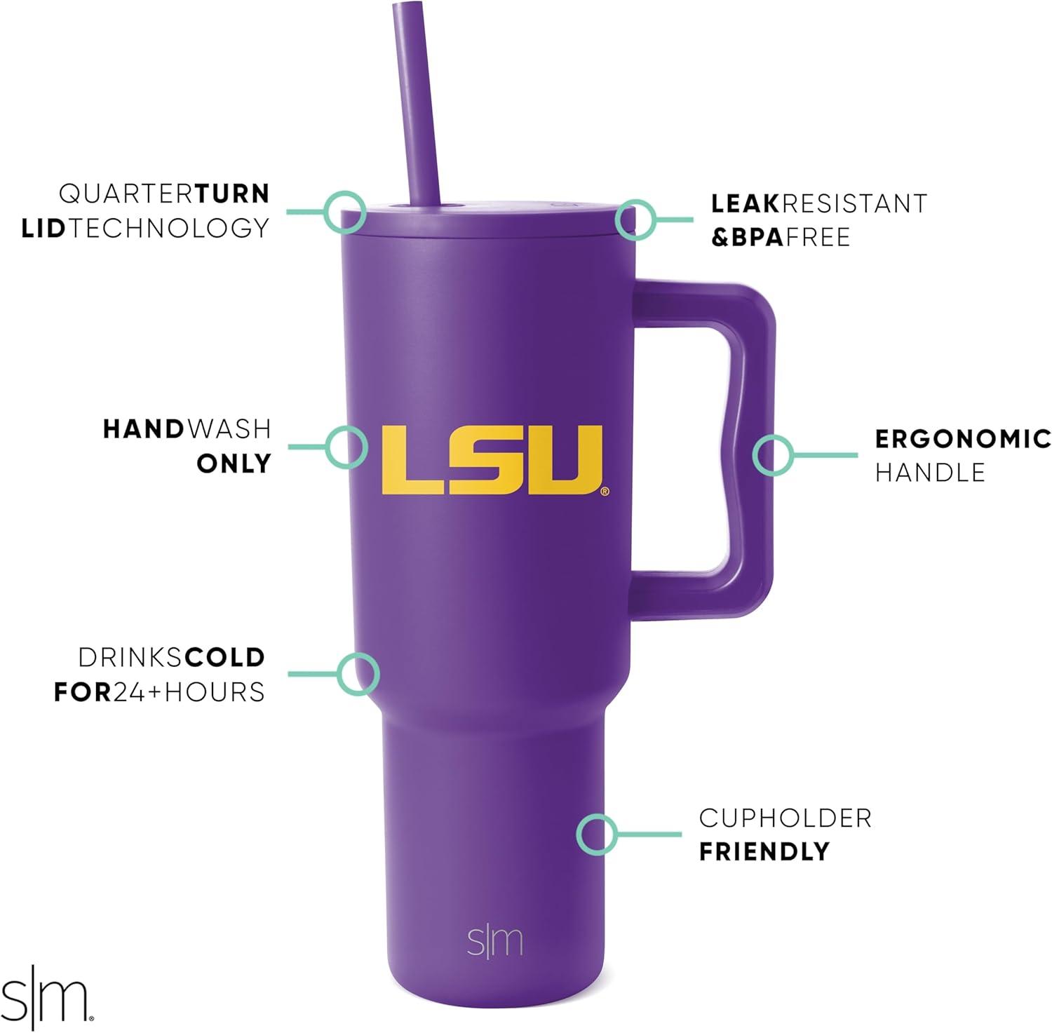 imageSimple Modern Officially Licensed Michigan Wolverines Collegiate University 40oz Tumbler with Handle and Straw Lid  NCAA Football Gifts for Men Women  Trek Collection  University of MichiganLSU Tigers
