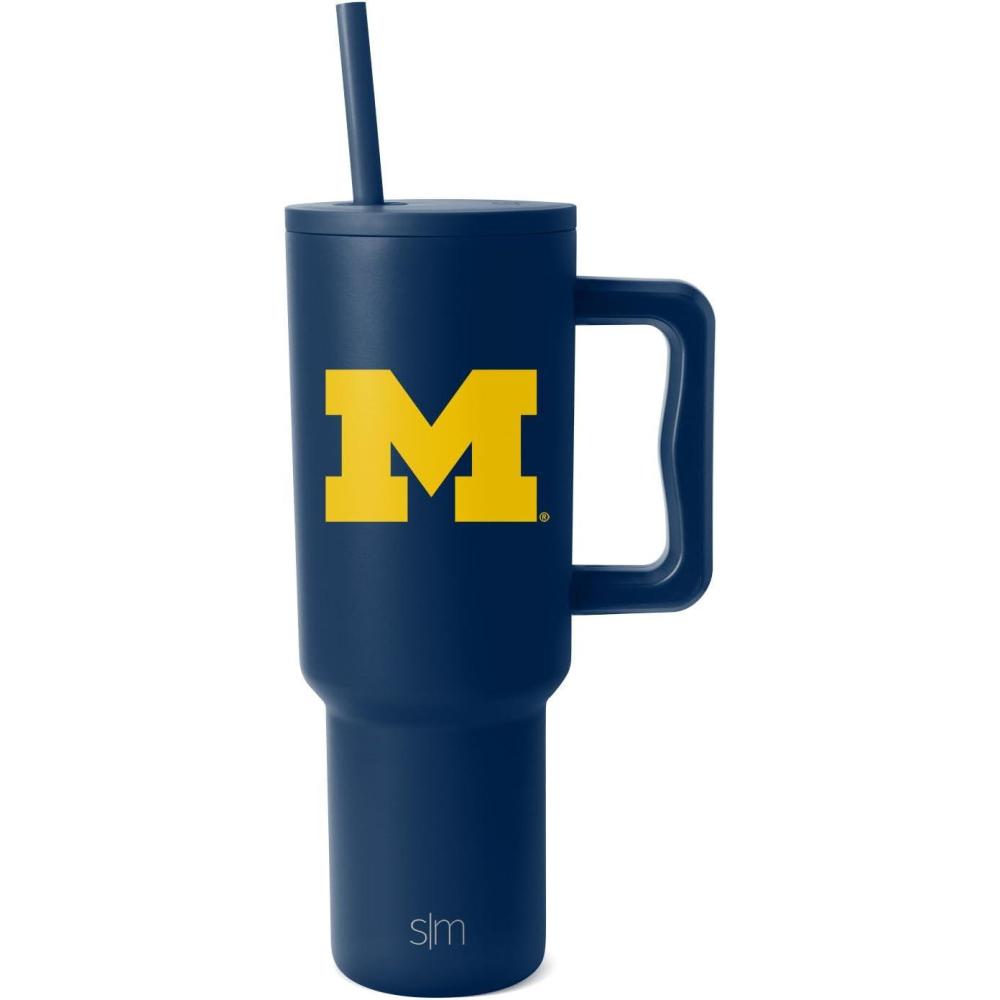 imageSimple Modern Officially Licensed Michigan Wolverines Collegiate University 40oz Tumbler with Handle and Straw Lid  NCAA Football Gifts for Men Women  Trek Collection  University of MichiganMichigan Wolverines