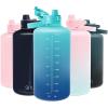 imageSimple Modern Half Gallon 64 oz Water Bottle with Push Button Silicone Straw Lid ampamp Motivational Measurement Marker  Large Reusable Tritan Plastic Water Jug  Summit Collection  Deep OceanOmbre Pacific Dream