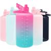 imageSimple Modern Half Gallon 64 oz Water Bottle with Push Button Silicone Straw Lid ampamp Motivational Measurement Marker  Large Reusable Tritan Plastic Water Jug  Summit Collection  Deep OceanOmbre Sorbet