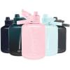 imageSimple Modern Half Gallon 64 oz Water Bottle with Push Button Silicone Straw Lid ampamp Motivational Measurement Marker  Large Reusable Tritan Plastic Water Jug  Summit Collection  Deep OceanBlush