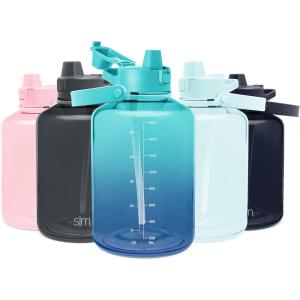imageSimple Modern Half Gallon 64 oz Water Bottle with Push Button Silicone Straw Lid ampamp Motivational Measurement Marker  Large Reusable Tritan Plastic Water Jug  Summit Collection  Deep OceanOmbre Pacific Dream