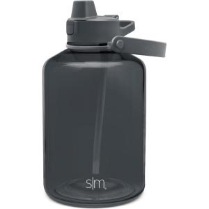 imageSimple Modern Half Gallon 64 oz Water Bottle with Push Button Silicone Straw Lid ampamp Motivational Measurement Marker  Large Reusable Tritan Plastic Water Jug  Summit Collection  Deep OceanGraphite