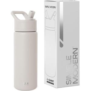 image:imageSimple Modern Water Bottle with Straw Lid  Vacuum Insulated Stainless Steel Metal  Reusable Leak Proof BPAFree Cup for School  Summit Collection  22oz ButtercupAlmond Birch