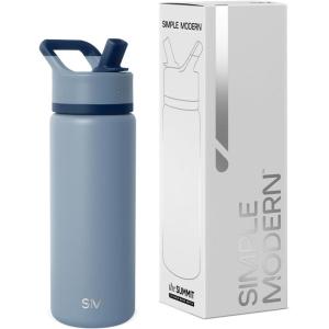 image:imageSimple Modern Water Bottle with Straw Lid  Vacuum Insulated Stainless Steel Metal  Reusable Leak Proof BPAFree Cup for School  Summit Collection  22oz ButtercupBlue Dune