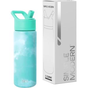 image:imageSimple Modern Water Bottle with Straw Lid  Vacuum Insulated Stainless Steel Metal  Reusable Leak Proof BPAFree Cup for School  Summit Collection  22oz ButtercupPattern Ocean Tide