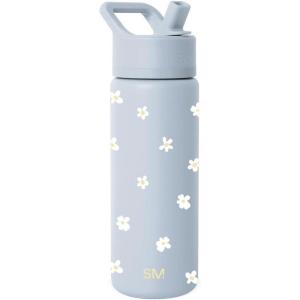 image:imageSimple Modern Water Bottle with Straw Lid  Vacuum Insulated Stainless Steel Metal  Reusable Leak Proof BPAFree Cup for School  Summit Collection  22oz ButtercupPattern Sweet Daisy on Blue