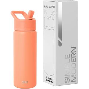 image:imageSimple Modern Water Bottle with Straw Lid  Vacuum Insulated Stainless Steel Metal  Reusable Leak Proof BPAFree Cup for School  Summit Collection  22oz ButtercupClementine