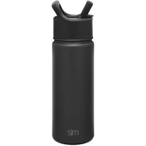 image:imageSimple Modern Water Bottle with Straw Lid  Vacuum Insulated Stainless Steel Metal  Reusable Leak Proof BPAFree Cup for School  Summit Collection  22oz Buttercup Midnight Black