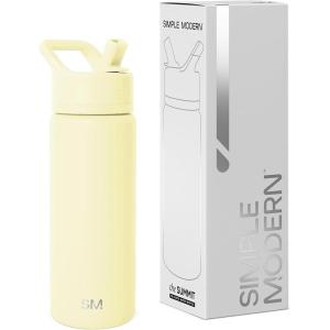 image:imageSimple Modern Water Bottle with Straw Lid  Vacuum Insulated Stainless Steel Metal  Reusable Leak Proof BPAFree Cup for School  Summit Collection  22oz ButtercupButtercup