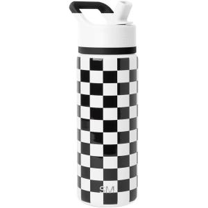 image:imageSimple Modern Water Bottle with Straw Lid  Vacuum Insulated Stainless Steel Metal  Reusable Leak Proof BPAFree Cup for School  Summit Collection  22oz ButtercupPattern Black and White Checkmate