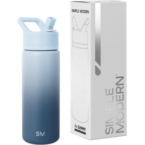 image:imageSimple Modern Water Bottle with Straw Lid  Vacuum Insulated Stainless Steel Metal  Reusable Leak Proof BPAFree Cup for School  Summit Collection  22oz ButtercupOmbre Stormy Skies