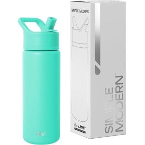 image:imageSimple Modern Water Bottle with Straw Lid  Vacuum Insulated Stainless Steel Metal  Reusable Leak Proof BPAFree Cup for School  Summit Collection  22oz ButtercupTropical Wave