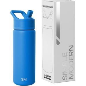 image:imageSimple Modern Water Bottle with Straw Lid  Vacuum Insulated Stainless Steel Metal  Reusable Leak Proof BPAFree Cup for School  Summit Collection  22oz ButtercupSupersonic Blue