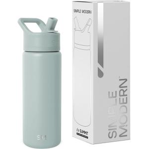 image:imageSimple Modern Water Bottle with Straw Lid  Vacuum Insulated Stainless Steel Metal  Reusable Leak Proof BPAFree Cup for School  Summit Collection  22oz ButtercupSea Glass Sage