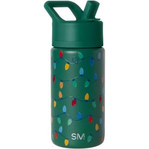 image:imageSimple Modern Kids Summit  Christmas Water Bottle with Straw Lid  Bluey 18oz Stainless Steel Cup Insulated Tumbler for Toddlers School  Holiday Gifts for Girls Boys  Bluey Holly JollyVintage Lights on Green