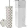 image:imageSimple Modern Insulated Tumbler with Lid and Straw  Iced Coffee Cup Reusable Stainless Steel Water Bottle Travel Mug  Gifts for Women Men Her Him  Classic Collection  24oz  Lavender MistPattern Checkmate